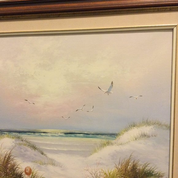 H Gibson Original art painting on canvas landscape 30" x 27" wood frame - Picture 4 of 9